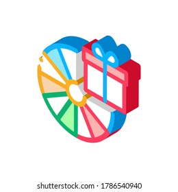 Wheel of Fortune Gift Icon Vector. Isometric Wheel of Fortune Gift sign. color isolated symbol illustration
