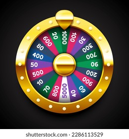 Wheel of Fortune. Wheel of fortune with golden frame. Vector clipart.