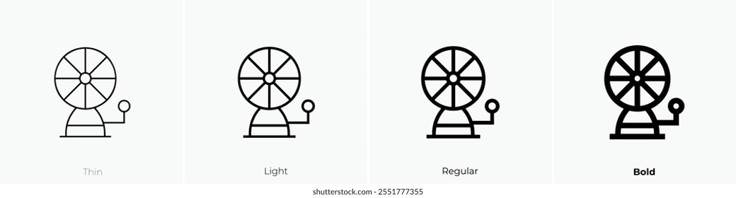 Glücksrad-Symbol. Dünnes, helles Design im regulären und kühlen Stil, einzeln auf weißem Hintergrund