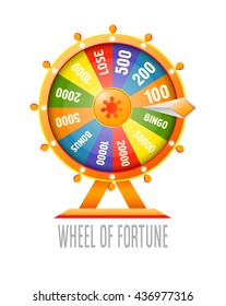 Wheel of fortune infographic design element.  Flat style vector illustration  isolated on white background.