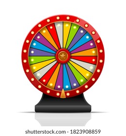 Wheel of fortune. Isolated playing casino gambling game icon. Luck chance, risk and entertainment. Wheel of fortune lucky money winner concept vector illustration