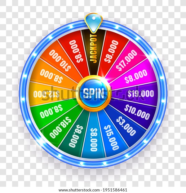 Wheel fortune\
isolated. Spinning fortune wheel, lucky roulette. Casino neon\
colorful. Vector\
illustration