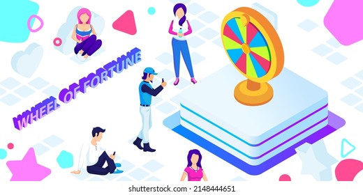 Wheel Of Fortune isometric design icon. Vector web illustration. 3d colorful concept