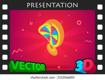 Wheel Of Fortune isometric design icon. Vector web illustration. 3d colorful concept
