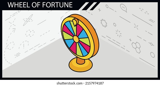 Wheel Of Fortune isometric design icon. Vector web illustration. 3d colorful concept