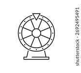 Wheel of fortune line icon, vector pictogram of roulette. Lottery illustration, casino gambling sign.