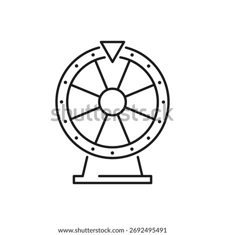 Wheel of fortune line icon, vector pictogram of roulette. Lottery illustration, casino gambling sign.