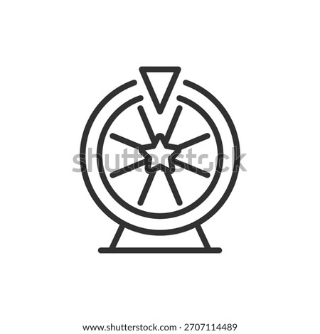 Wheel of fortune, linear icon. Game of chance and luck. Line with editable stroke.