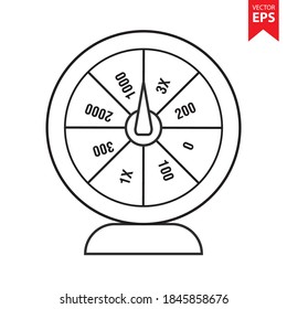 Rad des Glücks lineares Symbol. Roulette. Glücksrad. Dünne Illustration. Contour-Symbol. Eps10 Vektorgrafik.