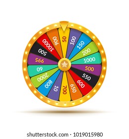 Wheel Of Fortune lottery luck illustration. Casino game of chance. Win fortune roulette. Gamble chance leisure.