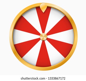 Wheel Of Fortune lottery luck illustration . With red and white sections . 
