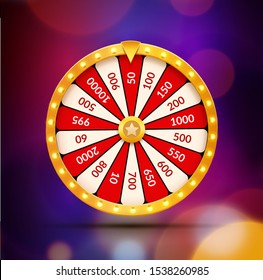 Wheel Of Fortune lottery luck illustration. Casino game of chance. Win fortune roulette. Gamble chance leisure.