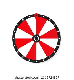 Ilustración de la suerte de la lotería Wheel Of Fortune. Juego de azar en el casino. Gane la ruleta de la fortuna. Apuesta al ocio. Icono de la rueda de la fortuna 12 ranuras. Imagen de cliente aislada. Ilustración del vector