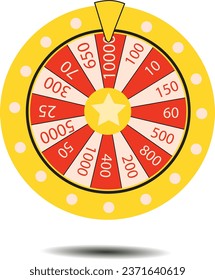 Wheel of fortune lottery luck illustration Casino gambling. Win the roulette of luck. Leisure gambling.