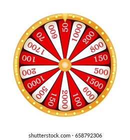 Wheel Of Fortune lottery luck illustration. Casino game of chance. Win fortune roulette. Gamble chance leisure on a white background
