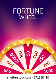 Wheel Of Fortune lottery luck illustration. Casino game of chance. Win fortune roulette. Gamble chance leisure.