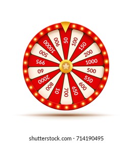 Wheel Of Fortune lottery luck illustration. Casino game of chance. Win fortune roulette.