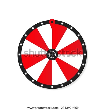 Wheel Of Fortune lottery luck illustration. Casino game of chance. Win fortune roulette. Gamble chance leisure. Wheel of fortune 12 slots icon. Clipart image isolated. Vector illustration