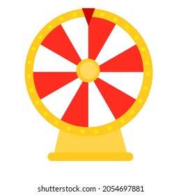 Wheel of fortune lottery luck.Roulette game spin.Gamble chance.Lucky roulette.Blank template.Cartoon vector illustration.Flat design.Sign, symbol, icon or logo isolated on white background.