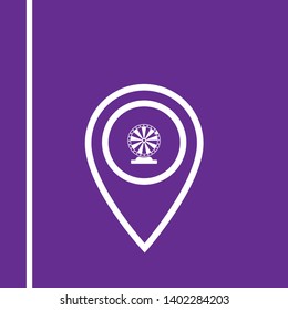 Wheel of Fortune and map pin. logo concept. Wheel of Fortune logo