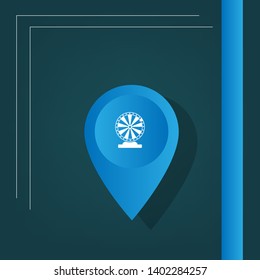 Wheel of Fortune and map pin. logo concept. Wheel of Fortune logo