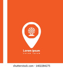 Wheel of Fortune and map pin. logo concept. Wheel of Fortune logo