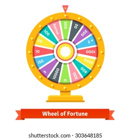 Wheel of fortune with number bets. Flat style vector illustration isolated on white background.