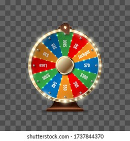 Wheel of fortune to play and win isolated on transparent background. Vector illustration