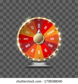Wheel of fortune to play and win isolated on transparent background. Vector illustration