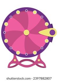 Wheel fortune. Roulette game wheel with sections, flat icon. Spin lucky wheel, casino, money game symbol. Isolated vector illustration