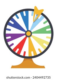Reiß das Glück. Roulette-Spielrad mit Schnitten, flaches Symbol. Spin-Glücksrad, Casino, Geldspielsymbol. Einzelne Vektorgrafik