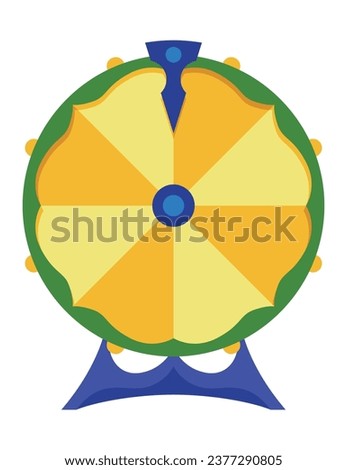 Wheel fortune. Roulette game wheel with sections, flat icon. Spin lucky wheel, casino, money game symbol. Isolated vector illustration
