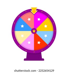 Wheel of Fortune. Sign of good luck. Roulette luck spinning wheels flat casino icon. Vector illustration