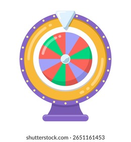 Wheel of Fortune. Sign of good luck. Roulette luck spinning wheels flat casino icon. Vector illustration