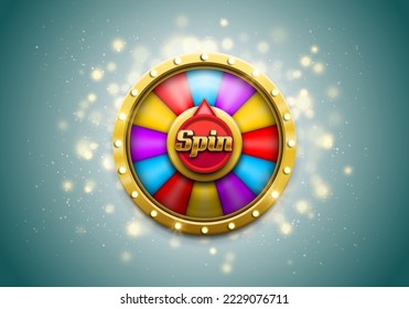 Wheel of fortune. Spinning lucky roulette on a light background. Vector illustration.