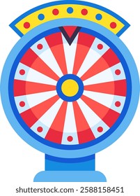 Wheel of fortune spinning, offering exciting opportunities for winning prizes and experiencing the thrill of chance in games, amusement parks, and casinos