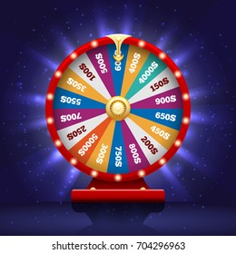 Wheel of fortune or spinning roulette luck wheel for lottery game chance winning vector illustration