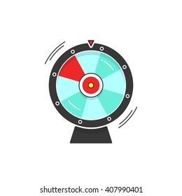 Wheel Of Fortune Spinning Vector Icon Illustration Isolated On White Background, Flat Cartoon Design