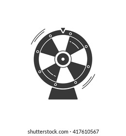 Wheel Of Fortune Spinning Vector Icon Illustration Isolated On White Background, Back And White Fortune Wheel Flat Cartoon Design