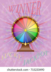 wheel of fortune stock vector illustration on pink background