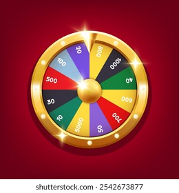Rueda de la fortuna. Clipart de Vector aislado sobre fondo rojo.