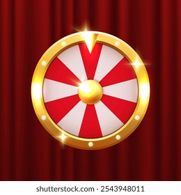 Rueda de la fortuna. Clipart de Vector aislado sobre fondo de cortina roja.
