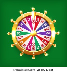 Wheel of fortune. Vector clipart isolated on green background.