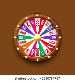 Rueda de la fortuna. Clipart de Vector aislado sobre fondo marrón.