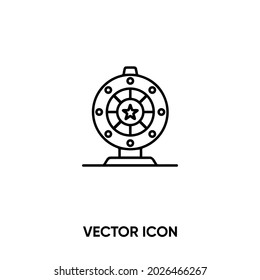 Icono del vector de la rueda de la fortuna. Ilustración vectorial plana moderna para sitio web o aplicación móvil.Lotería o símbolo de la ruleta del casino, ilustración del logotipo. Gráficos vectoriales perfectos para píxeles	