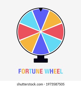 Wheel of fortune vector illustration of a flat. Empty colorful wheel of fortune isolated from the background.