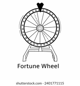 Wheel of fortune vector illustration of a flat. Empty white wheel of fortune isolated on white background