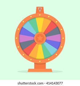 Wheel of fortune vector illustration of a flat. Empty colorful wheel of fortune isolated from the background. 