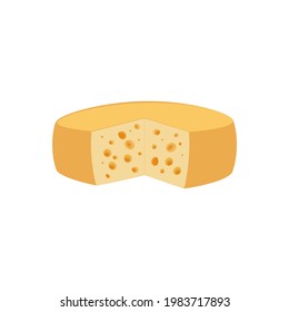 Wheel of fresh cheese on a white background. Vector image.
