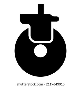 Wheel for furniture caster cart icon black color vector illustration image flat style simple
